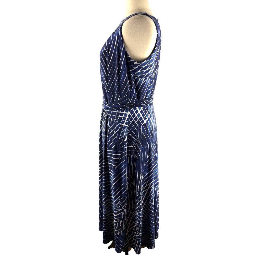 Lauren Ralph Lauren Geometric Print Sleeveless Maxi Dress with Belt Women's 14W - Picture 7 of 16